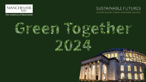 Green Together image with Manchester Central Library motif.