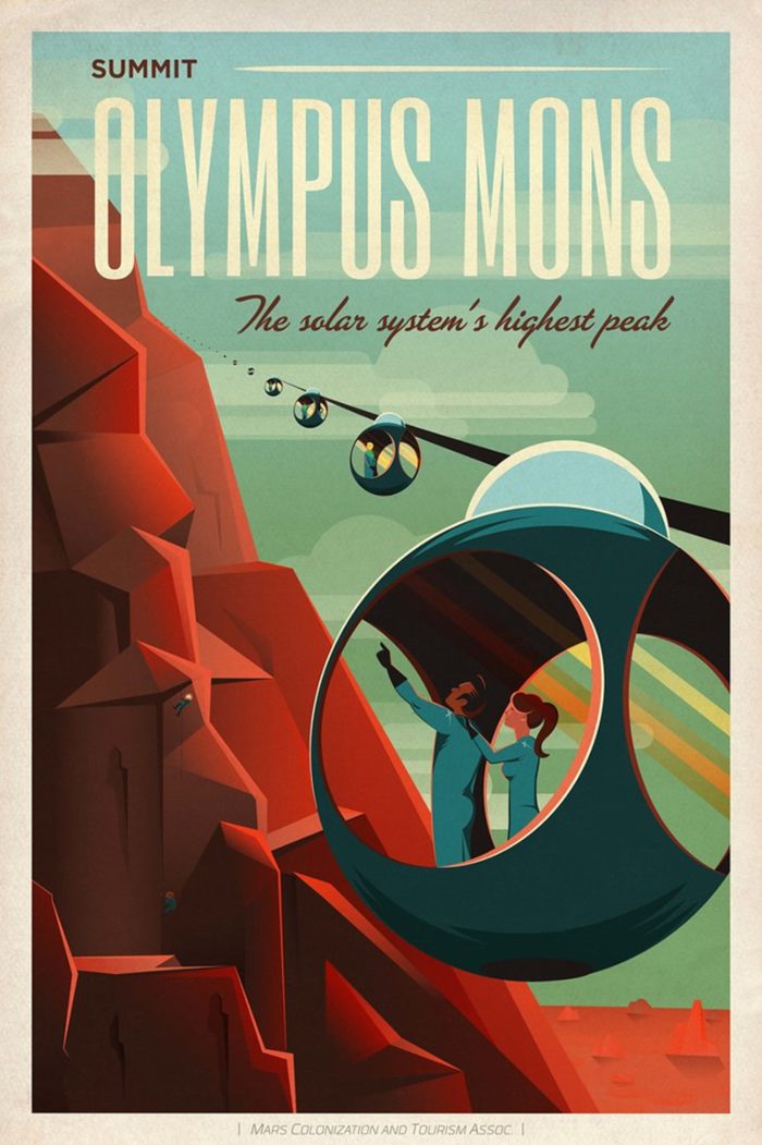 Travel Poster: Olympus Mons - SpaceX URL:https://www.flickr.com/photos/spacex/17504334828/. 