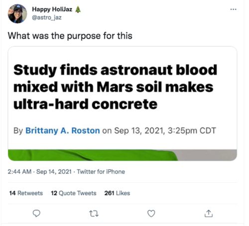 Twitter user @astro_jaz asks the purpose of the study. 