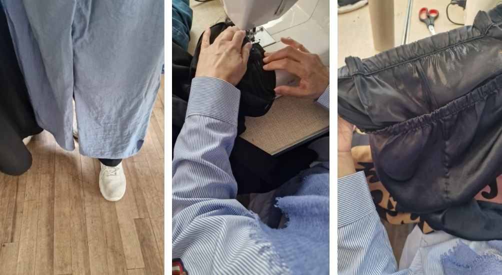 Person using a sewing machine
