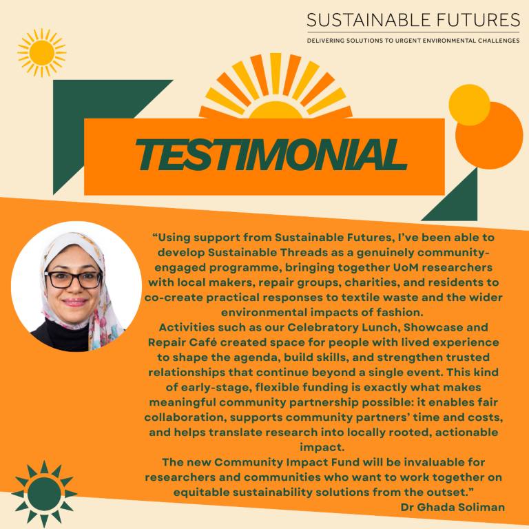Sunny graphics with Testimonial from Dr Ghada Soliman